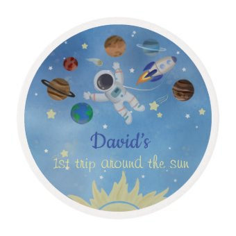 Astronaut Outer Space Rocket Ship Planets Edible Frosting Rounds | Zazzle