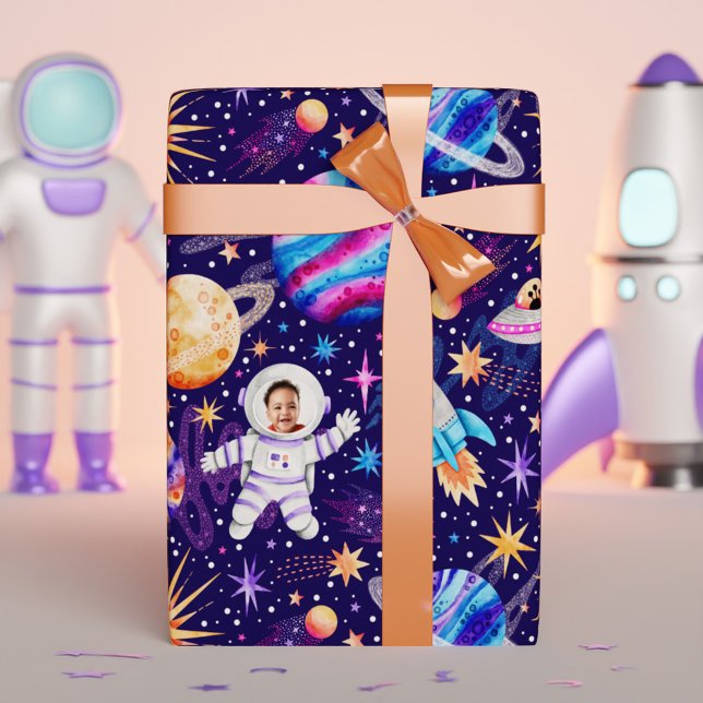 Astronaut Outer Space Rockets & Planets Photo Wrapping Paper (Astronaut Outer Space Rockets & Planets Photo Wrapping Paper)