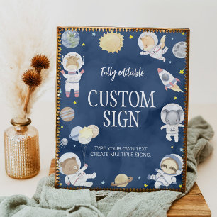 Astronaut Outer Space Safari Birthday Table Sign