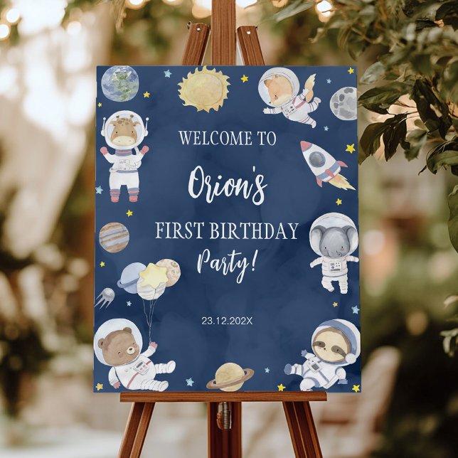 Astronaut Outer Space Safari Birthday Welcome Sign (Creator Uploaded)