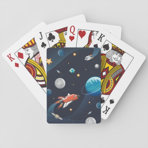 Astronaut Outer Space Shuttle Travel Moon Stars Poker Cards