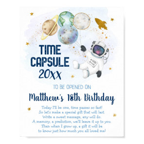 Astronaut Outer Space Time Capsule 1st Birthday Poster