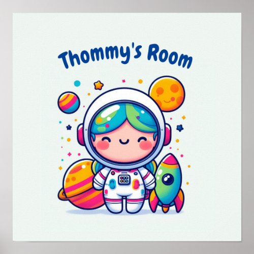 Astronaut painting poster for kids room