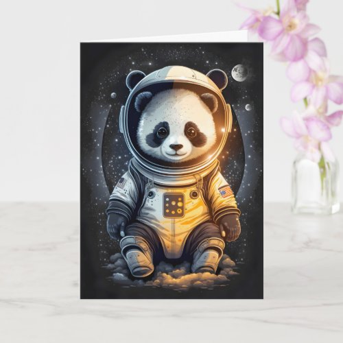 Astronaut Panda Bear Illustration Card
