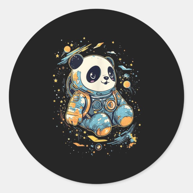 Astronaut Panda Outer Space Panda Bear Kawaii Classic Round Sticker (Front)