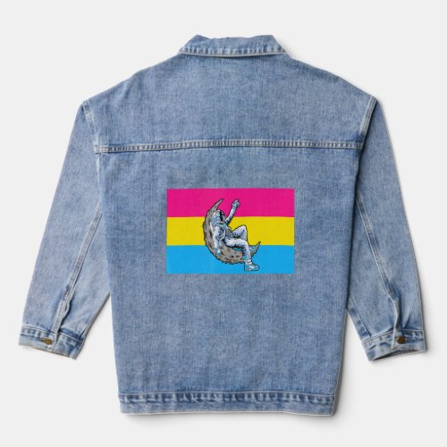 Astronaut Pansexual Pride Flag Crescent Moon Outer Denim Jacket