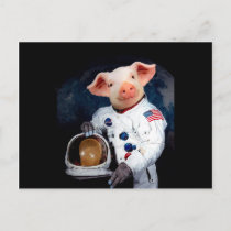 Astronaut pig - space astronaut postcard