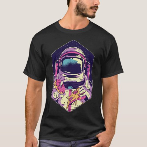 Astronaut Pizza and Donuts Outer Space Food Cool T_Shirt