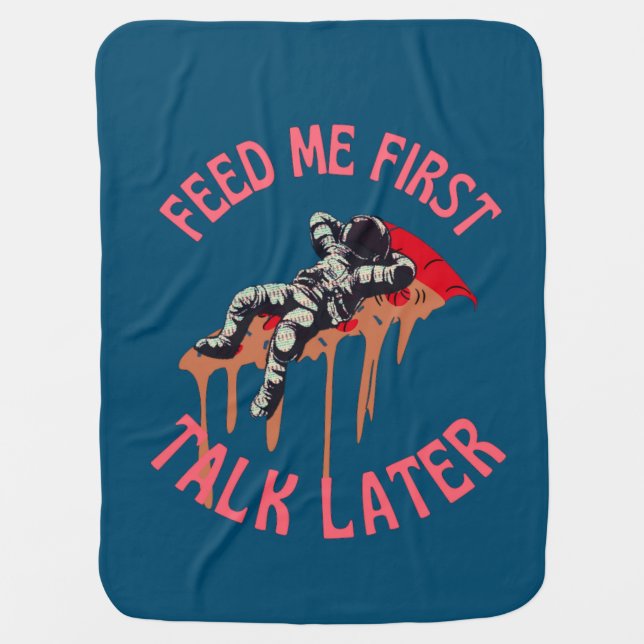 Astronaut Pizza Baby Blanket (Front)