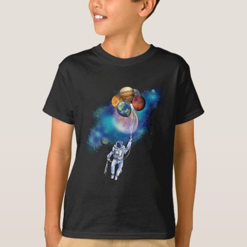 Astronaut Planet Balloons Space Adventure T_Shirt
