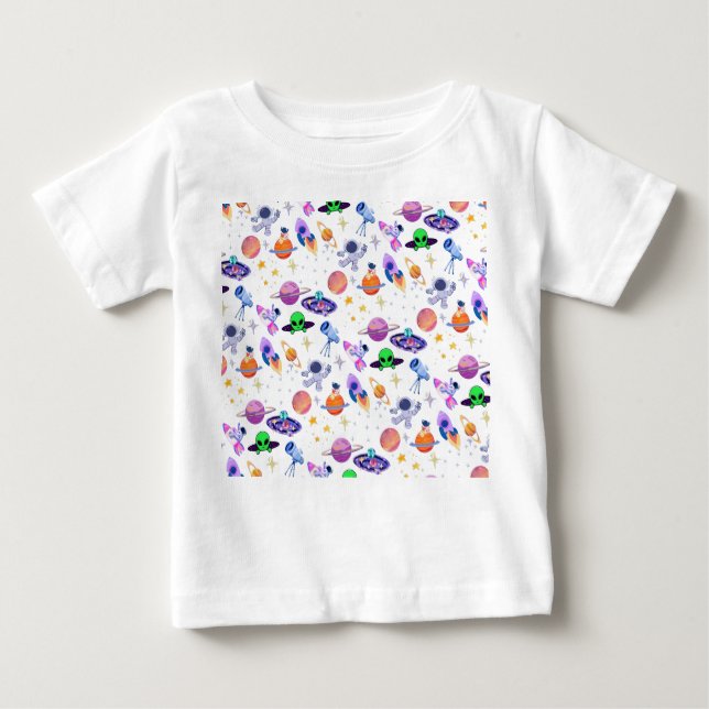Astronaut Planet Rocket Baby T-Shirt (Front)