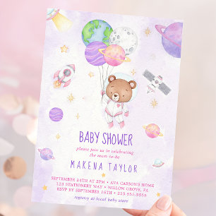 Astronaut Planet Rocket Outer Space Baby Shower Invitation