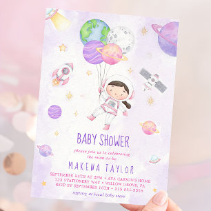 Astronaut Planet Rocket Outer Space Baby Shower Invitation