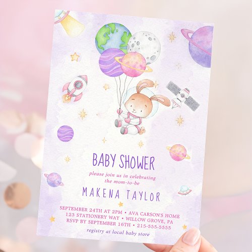 Astronaut Planet Rocket Outer Space Baby Shower Invitation