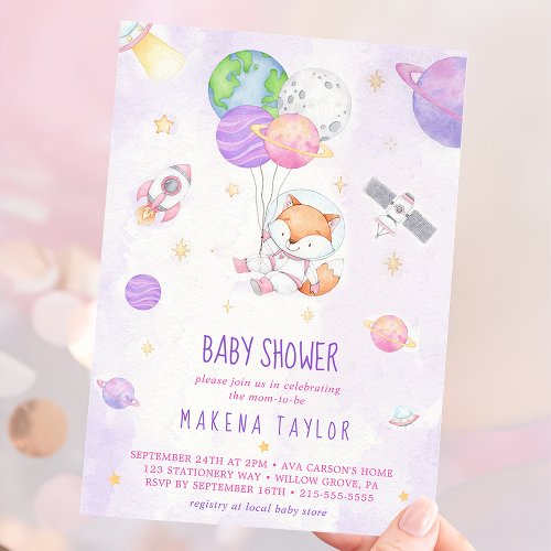 Astronaut Planet Rocket Outer Space Baby Shower Invitation