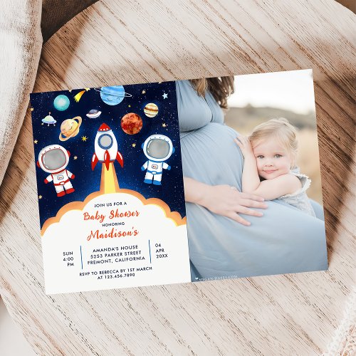 Astronaut Planet Rocket Outer Space Baby Shower Invitation