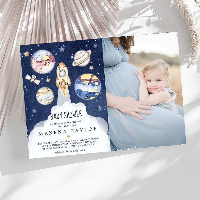 Astronaut Planet Rocket Outer Space Baby Shower Invitation (Creator Uploaded)