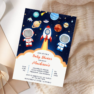 Astronaut Planet Rocket Outer Space Baby Shower Invitation
