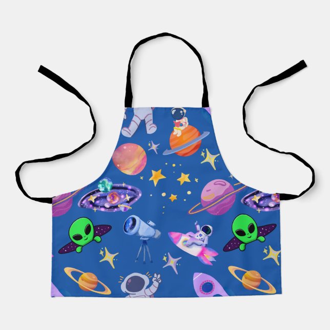 Astronaut Planet Rocket Pattern  Apron (Front)