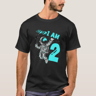 Astronaut Planet Spaceship Happy 2nd Birthday T-Shirt