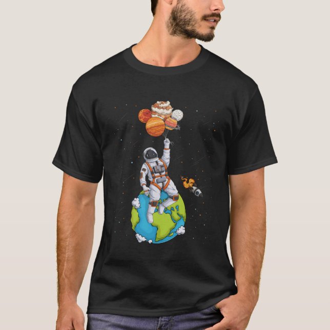 Astronaut Planets Outer Space Man Solar System Men T-Shirt (Front)
