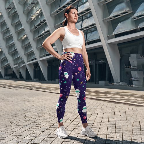 Astronaut Planets Rockets Capri Leggings