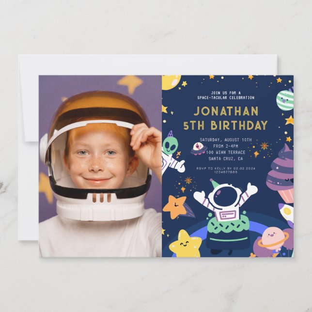 Astronaut Planets Space Space-tacular Birthday Invitation (Front)