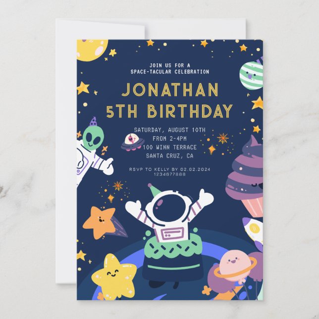 Astronaut Planets Space Space-tacular Birthday Invitation (Front)