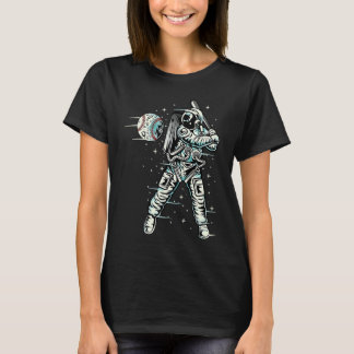 Astronaut Playing Baseball in Space Fun T-Shirt