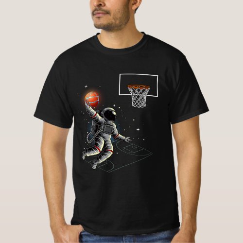 Astronaut Playing Basketball Dunking Outer Of Spac T_Shirt