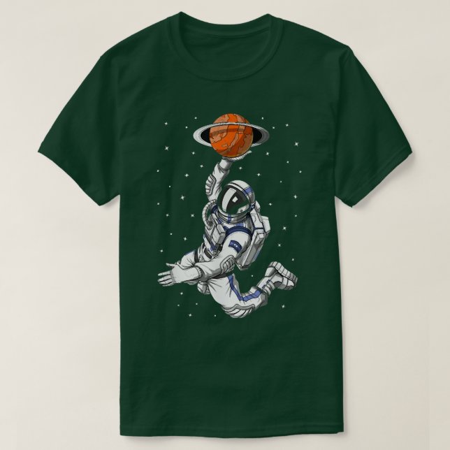 Astronaut Playing Basketball In Outer Space,Basket T-Shirt (Design Front)