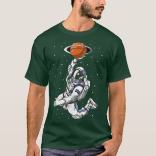 Astronaut Playing Basketball In Outer Space,Basket T-Shirt