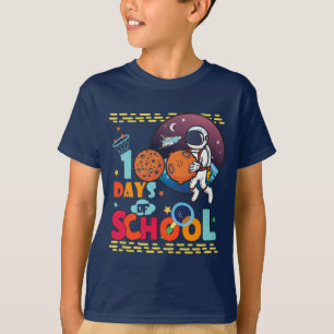 Astronaut Playing Basketball on Space for School T-Shirt
