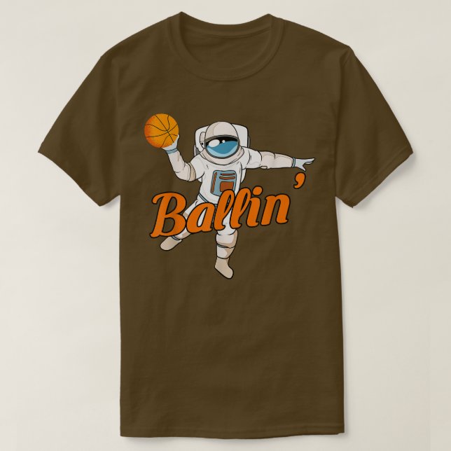 Astronaut Playing Basketball T-Shirt (Design Front)
