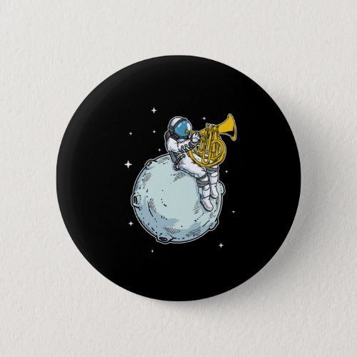 Astronaut Playing French Horn Music Horn Lover Button