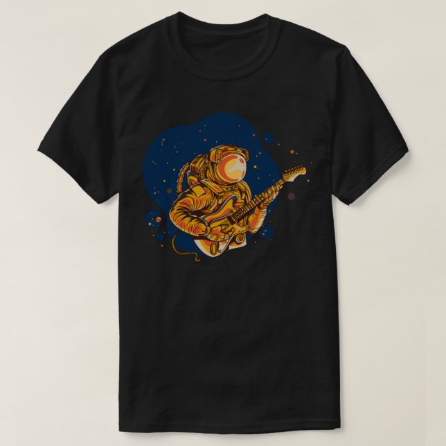 Astronaut Playing Guitar in Space T-Shirt (Design Front)