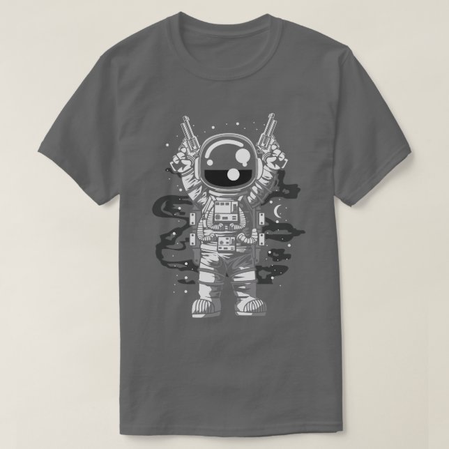 ASTRONAUT PLAYING GUN T-Shirt (Design Front)