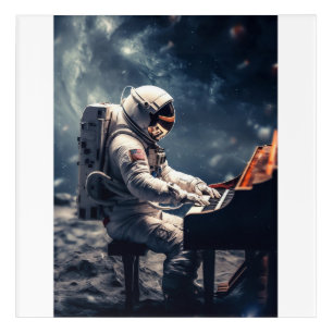 Astronaut Playing Piano on the Moon Acrylic Print