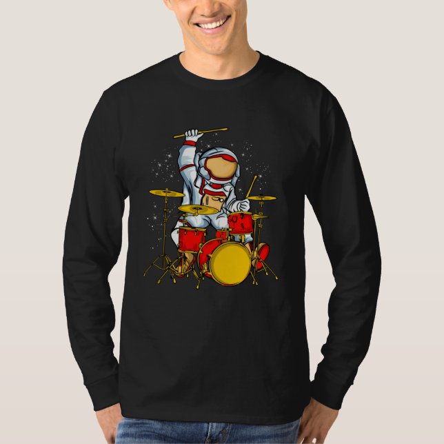 Astronaut Plays Drummer Galaxy Space Children T-Shirt (Front)