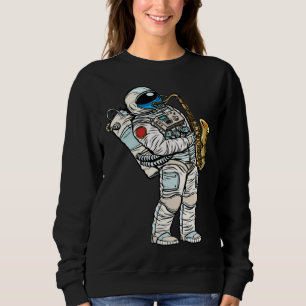 Astronaut plays saxophone in space sweatshirt