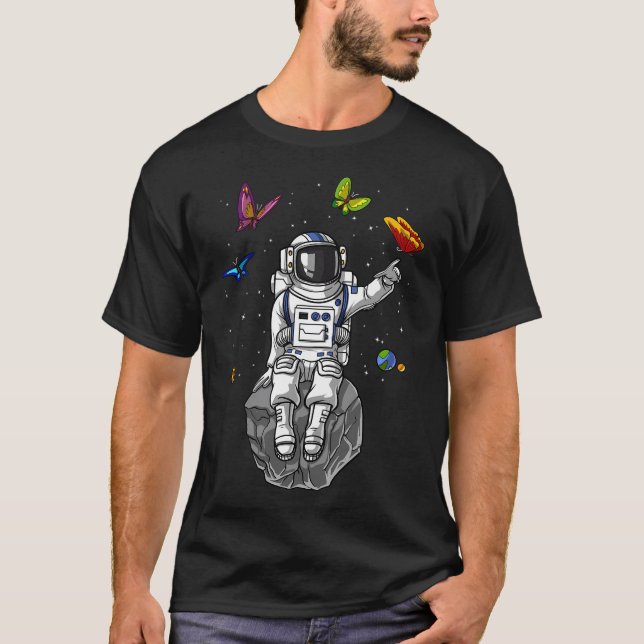 Astronaut Psychedelic Butterflies T-Shirt (Front)