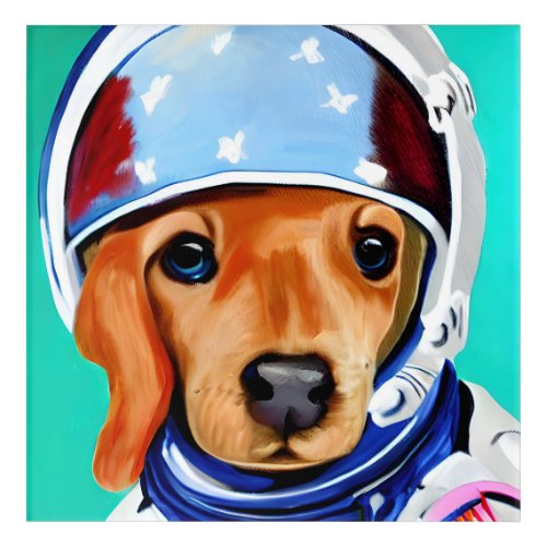 Astronaut puppy painting acrylic print