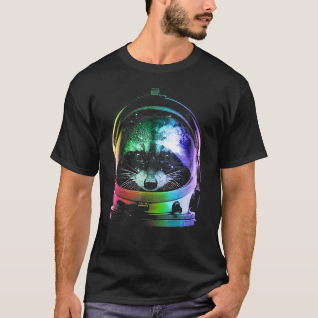 Astronaut Raccoon Space Cat For Men Women Kids T-Shirt (Front)