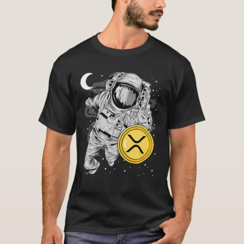 Astronaut Reaching Ripple XRP Coin To The Moon Cry T_Shirt