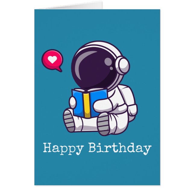 Astronaut reading book cute kids cards (Front)