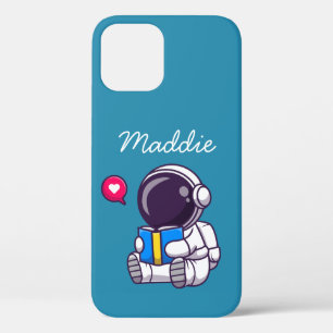 Astronaut reading book cute kids iPhone 12 case
