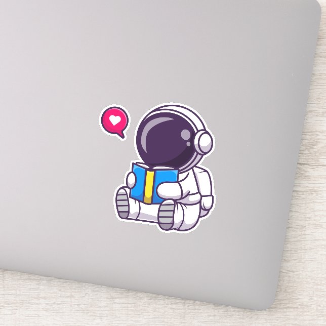 Astronaut reading book cute kids sticker (Detail)