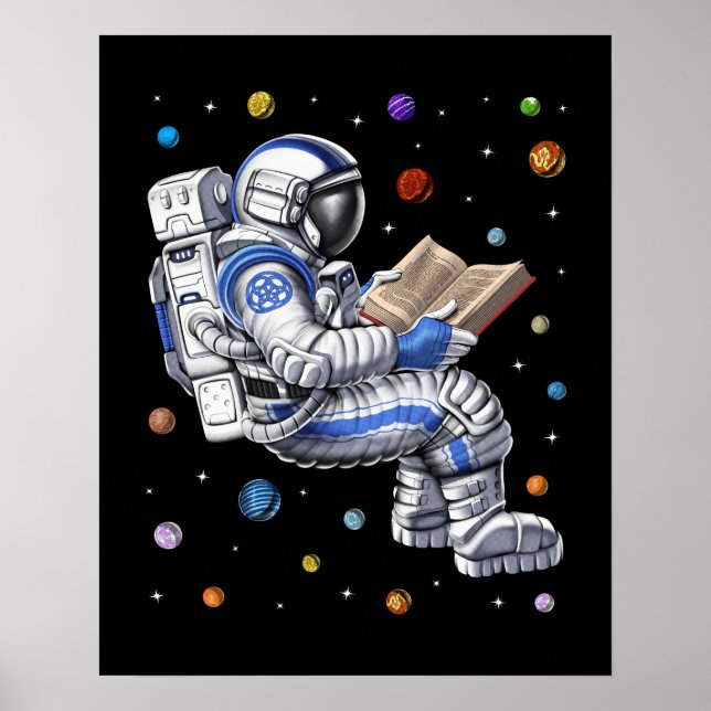 Astronaut Reading Book Poster (Front)