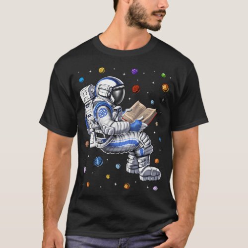 Astronaut Reading Book T-Shirt