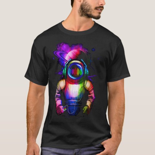 Astronaut Retro Music Boombox Dance Rave Music Fes T_Shirt